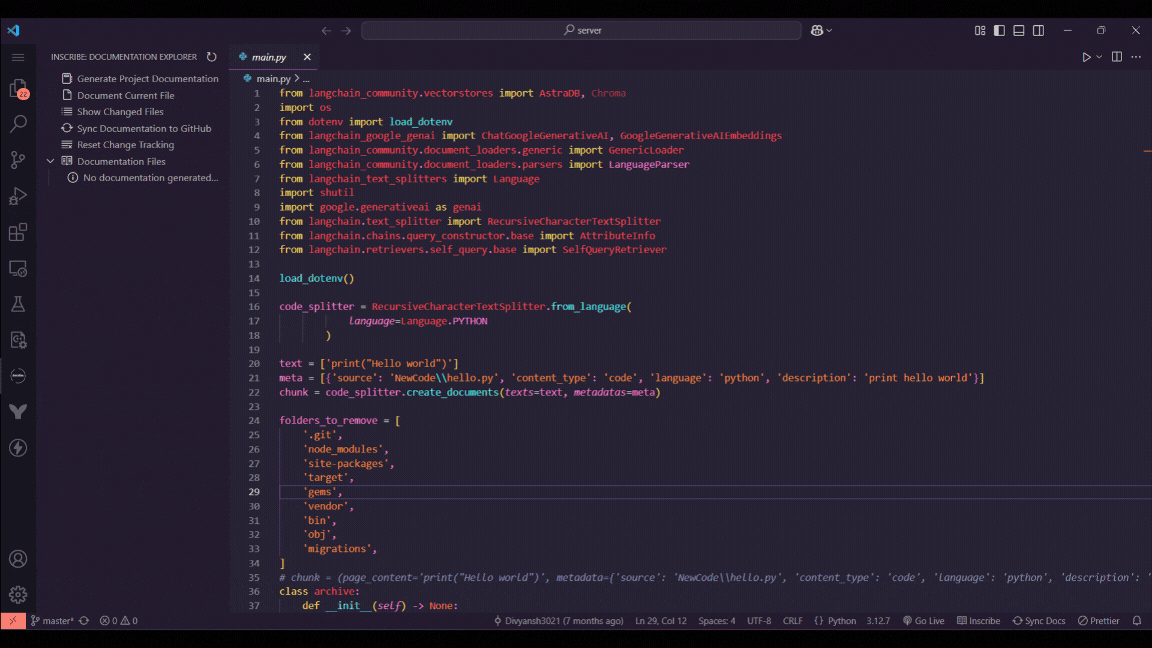 Project Documentation Generation